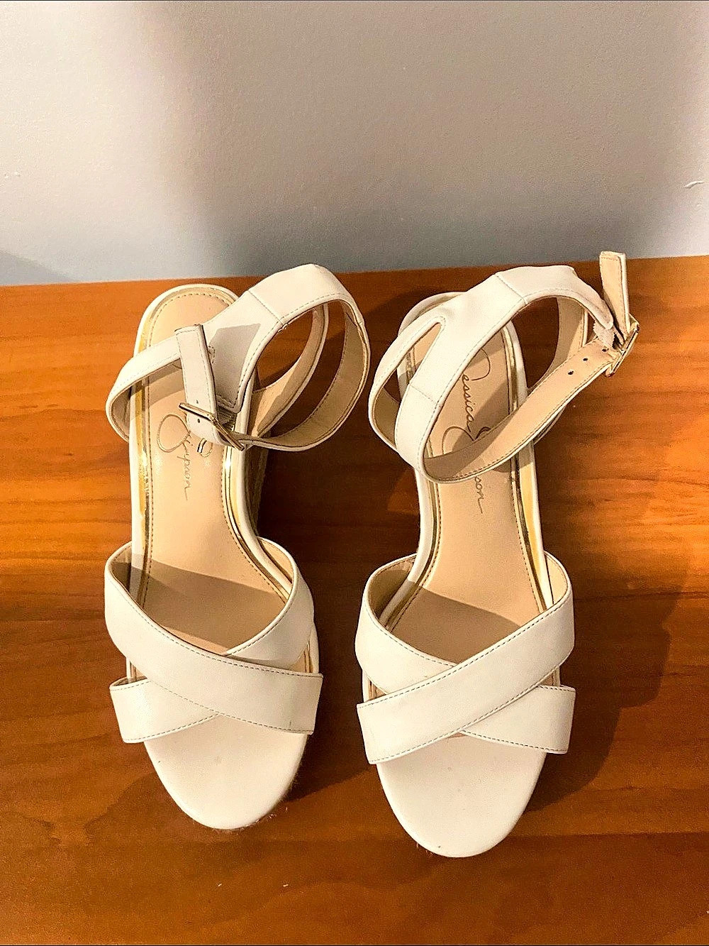 Jessica Simpson Strappy Wedge Sandals in White